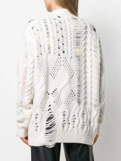 Shop Amiri Crochet Detail Cardigan In White