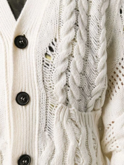 Shop Amiri Crochet Detail Cardigan In White