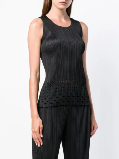 Shop Issey Miyake Pleats Please By  Pleated Tank Top - Black