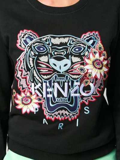 Shop Kenzo Embroidered Tiger Sweatshirt In Black