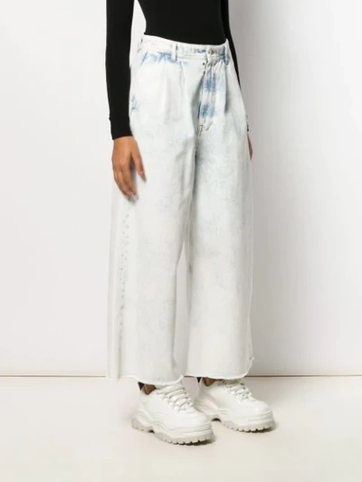 Shop Mm6 Maison Margiela Wide-leg Acid-wash Jeans In White