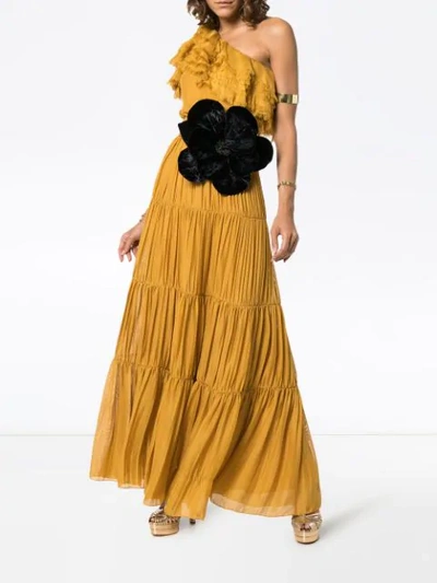 Shop Johanna Ortiz Silk Day Dream Maxi Dress - Yellow