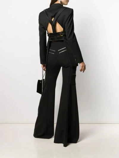 Shop Versace Open Back Double-breasted Blazer In Black