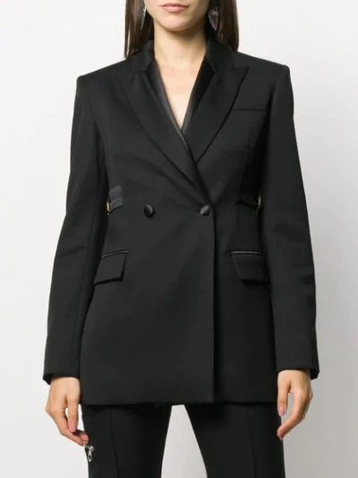 Shop Versace Open Back Double-breasted Blazer In Black