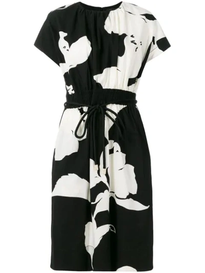 Shop Marc Jacobs Flower Print Belted Dress - Black