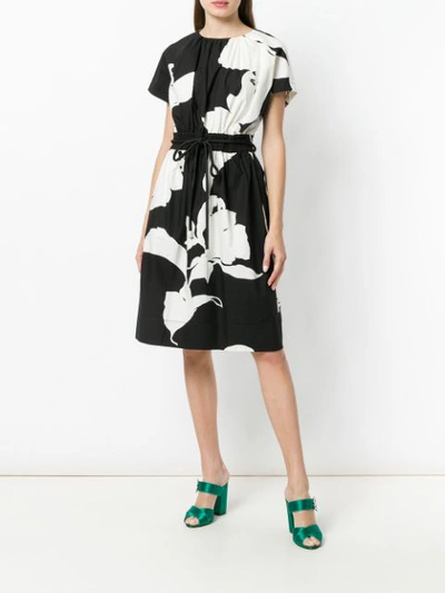 Shop Marc Jacobs Flower Print Belted Dress - Black