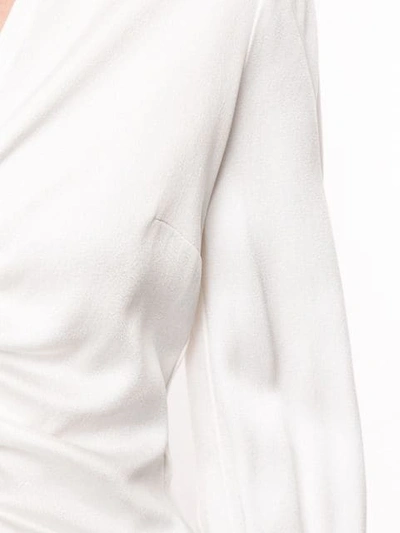 Shop Peter Pilotto Ruched Satin-crepe Blouse In White