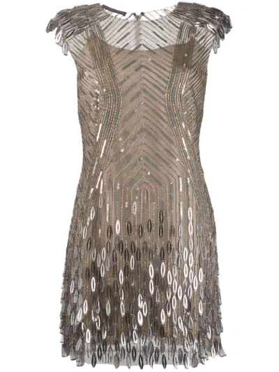 Shop Alberta Ferretti Sequin Embellished Dress In Grey