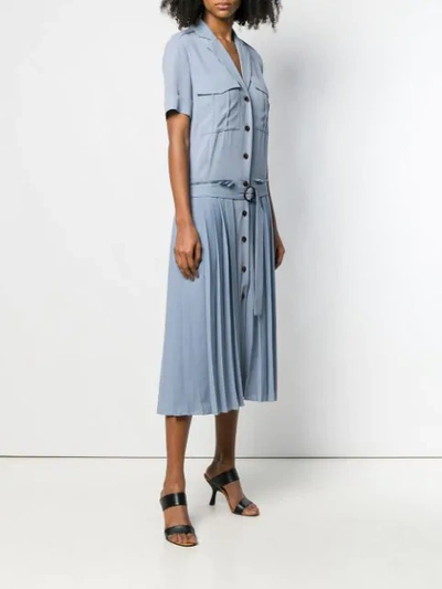 Shop Victoria Victoria Beckham Pleat Detail Shirt Dress In Blue