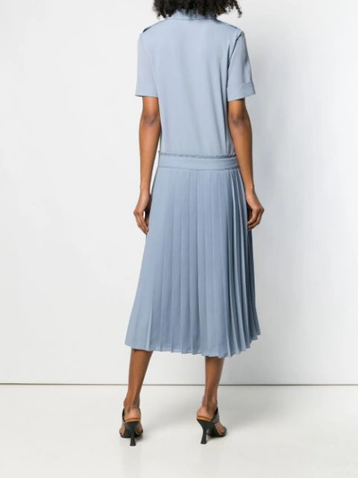Shop Victoria Victoria Beckham Pleat Detail Shirt Dress In Blue