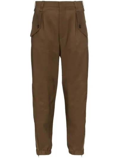 Shop Chloé Cargo Trousers With Tapered Hem - Brown