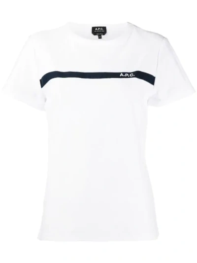 Shop Apc Stripe Trim T-shirt In White