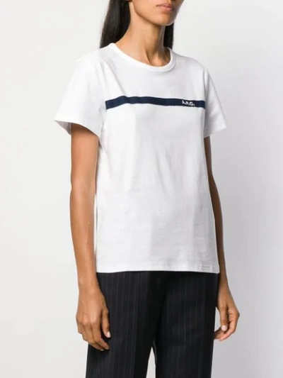 Shop Apc Stripe Trim T-shirt In White