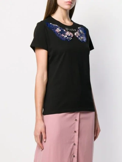 Shop Pinko Embellished Wings T-shirt In Black