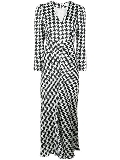 Shop Rixo London Houndstooth Long Dress In White