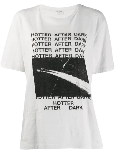 Shop Saint Laurent Slogan Print T-shirt In Neutrals