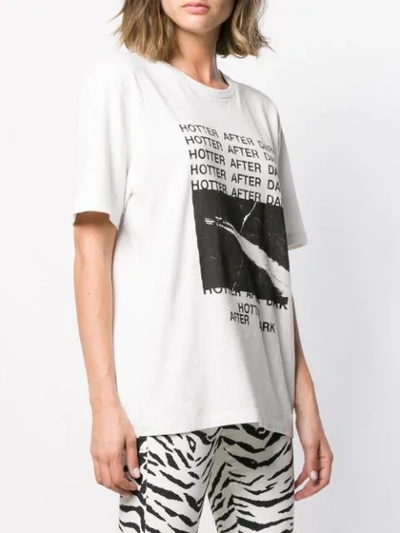 Shop Saint Laurent Slogan Print T-shirt In Neutrals