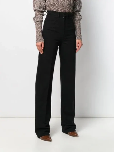 Shop Lemaire High-rise Wide-leg Jeans In Black