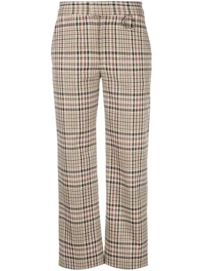 Shop Nomia Plaid Pattern Straight Leg Trousers In Brown