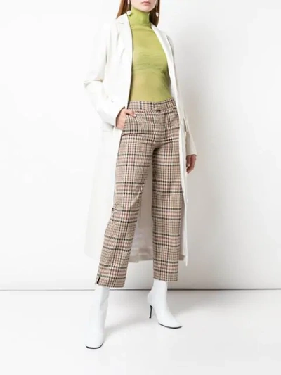 Shop Nomia Plaid Pattern Straight Leg Trousers In Brown