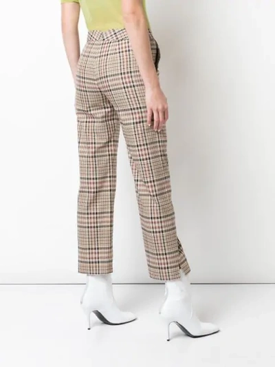 Shop Nomia Plaid Pattern Straight Leg Trousers In Brown