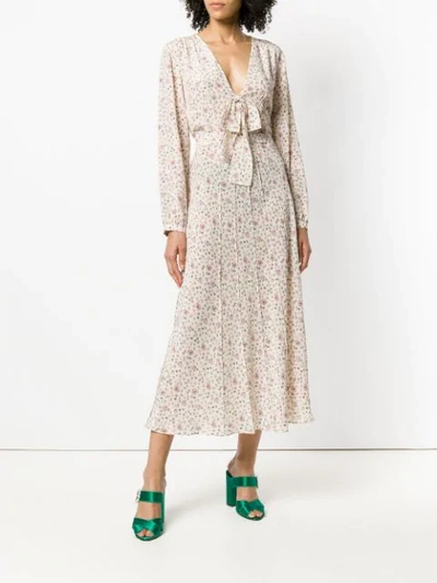 Shop Miu Miu Rose Print Maxi Dress In Neutrals