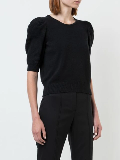 Shop Carolina Herrera Short Sleeve Knit In Black