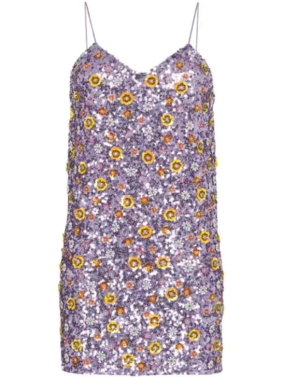 Shop Ashish Floral Sequin Mini Dress In Multicoloured