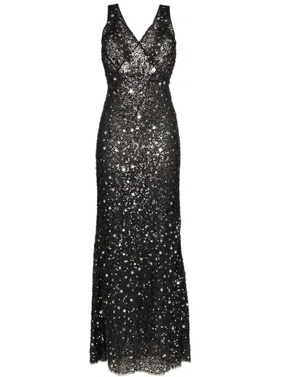 Shop Attico Star And Sparkle Embellished Maxi Dress In Black