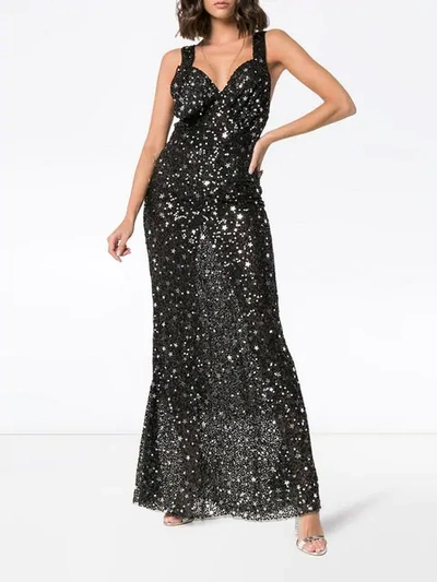 Shop Attico Star And Sparkle Embellished Maxi Dress In Black