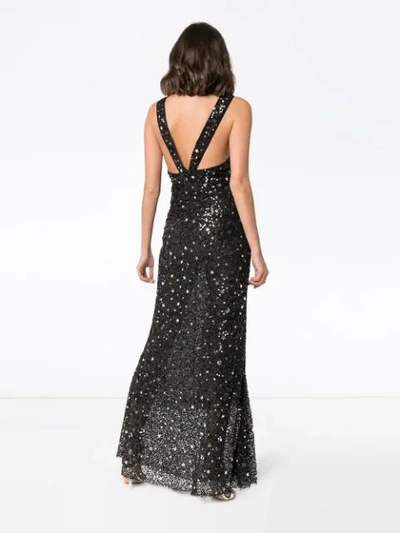 Shop Attico Star And Sparkle Embellished Maxi Dress In Black