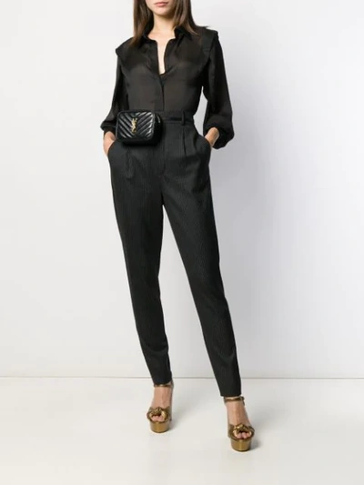 Shop Saint Laurent Slim Fit Pinstripe Trousers In Black