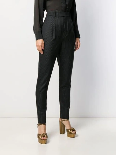 Shop Saint Laurent Slim Fit Pinstripe Trousers In Black