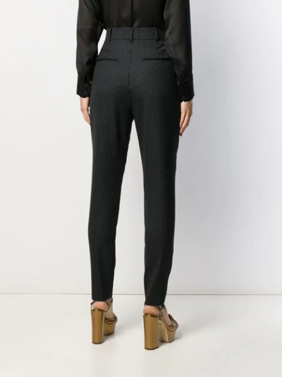 Shop Saint Laurent Slim Fit Pinstripe Trousers In Black