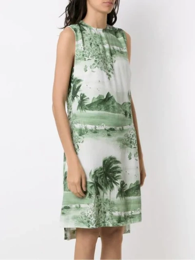 Shop Osklen Sleeveless Sixties Printed Dress In Green