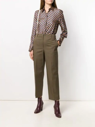Shop Theory Cropped Wide Leg Trousers In Green