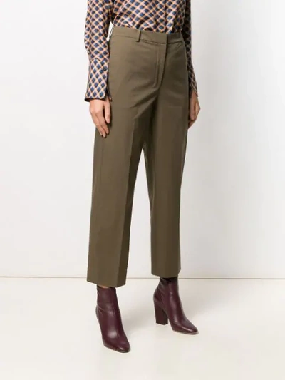 Shop Theory Cropped Wide Leg Trousers In Green