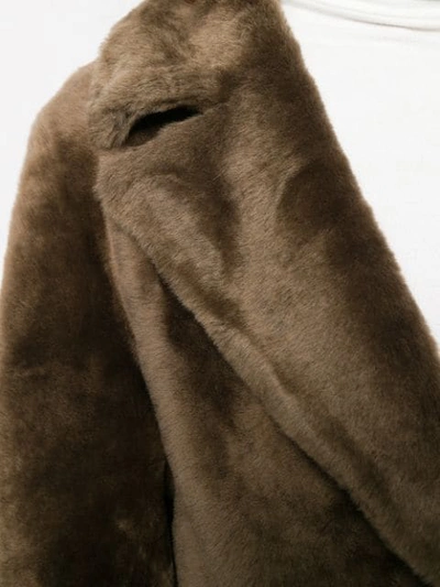 Shop Yves Salomon Belted Fur Coat In Brown