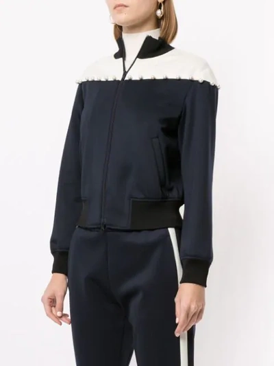 Shop 3.1 Phillip Lim / フィリップ リム Pearl-embellished Panelled Bomber Jacket In Midnight-ivory
