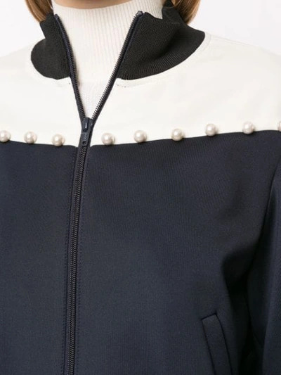 Shop 3.1 Phillip Lim / フィリップ リム Pearl-embellished Panelled Bomber Jacket In Midnight-ivory