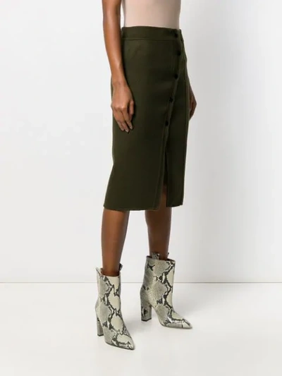 Shop Sandro Front-slit Midi Skirt In Green