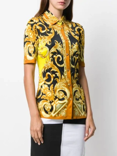 Shop Versace Barocco Print Shirt In Yellow