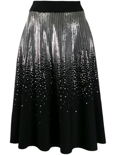 Shop Givenchy Sequined Midi Skirt In Black