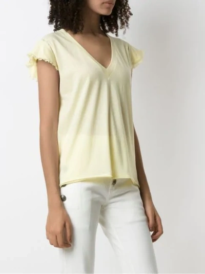 Shop Andrea Bogosian Lace Trimming Pleasure T-shirt In Yellow