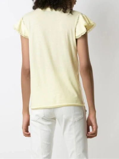 Shop Andrea Bogosian Lace Trimming Pleasure T-shirt In Yellow
