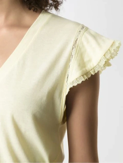 Shop Andrea Bogosian Lace Trimming Pleasure T-shirt In Yellow