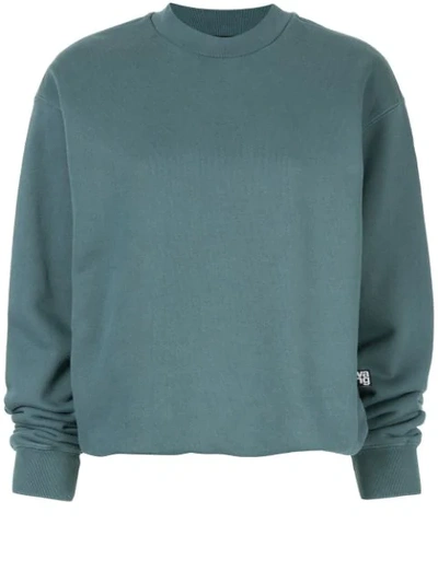 Shop Alexander Wang T Long-sleeve Fitted Sweatshirt In Blue