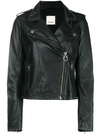 Shop Pinko Studded Biker Jacket - Black