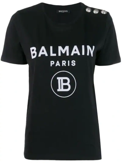 Shop Balmain Logo Print T In Black