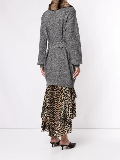 Shop Dolce & Gabbana Fur Collar Cardi-coat In Grey